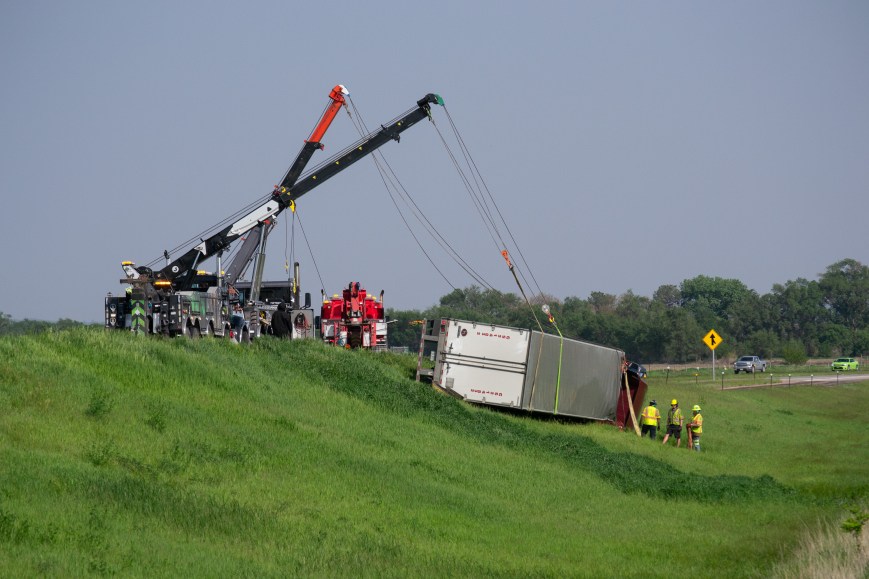 Semi overturns at Jefferson on-ramp Tuesday afternoon